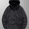 Men's Plus Size Casual Hooded Windproof Outdoor Jacket - Black