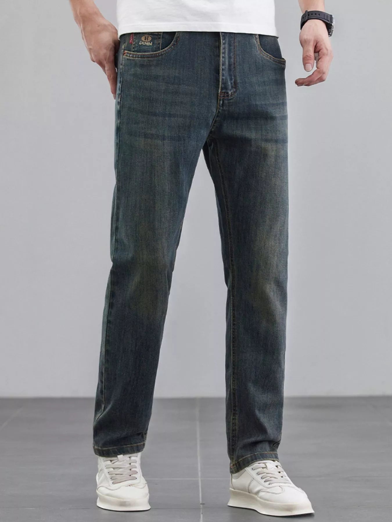 Men's Washed Straight Leg Fit Jeans - Farnelli