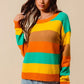 SO ME Multi Color Stripe Sweater with Ribbed Detail - Farnelli