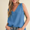 Aemi + Co V-Neck Wide Strap Tank - Azure