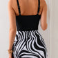 Printed Scoop Neck Wide Strap One-Piece Swimwear - Farnelli