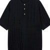 Men's Openwork Button Detail Knit Henley T-Shirt - Black