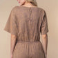 White Birch Full Size Short Sleeve Drawstring Romper - Farnelli