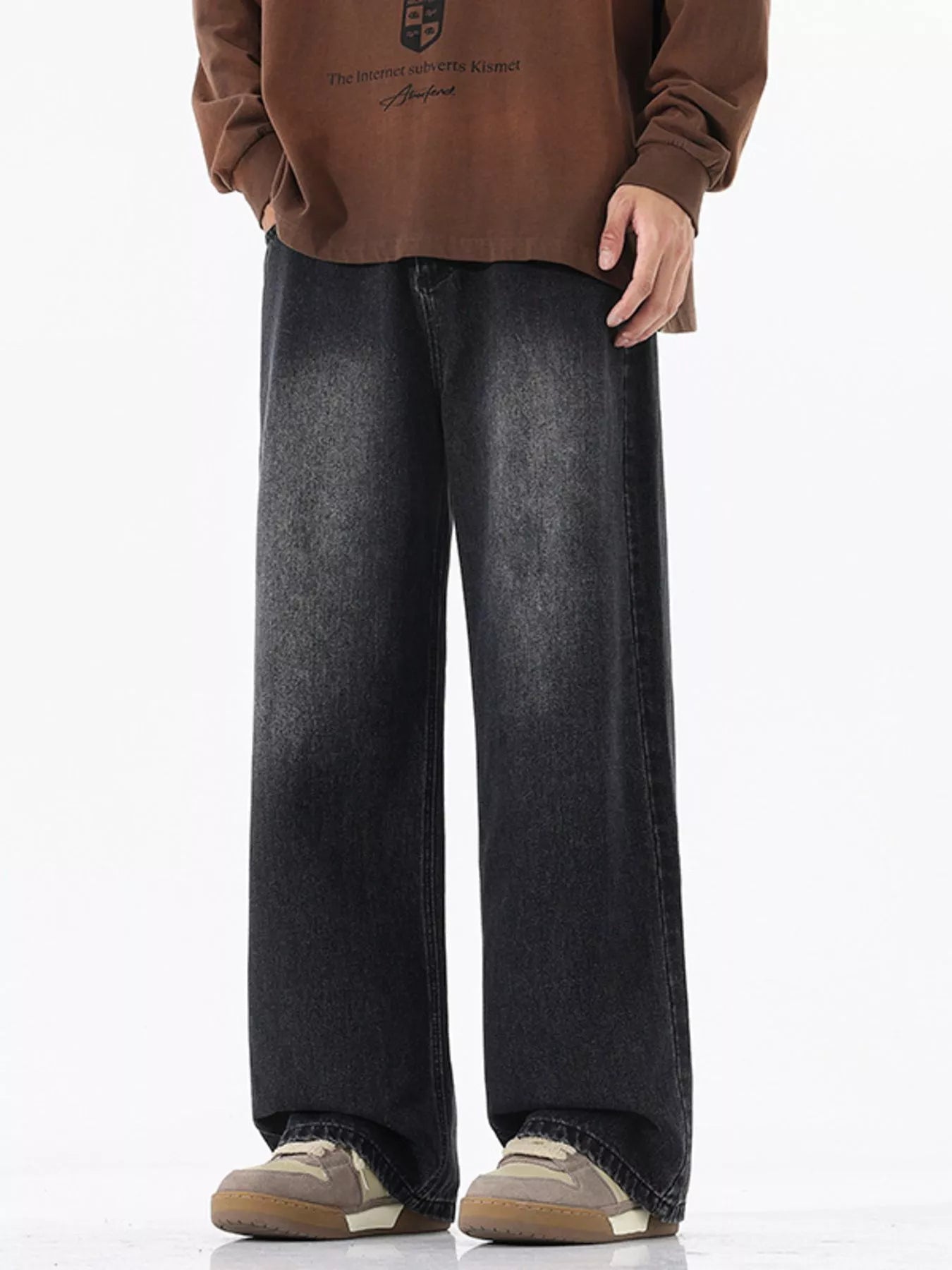 Men's Full Size Wide-Leg Relaxed Fit Jeans Plus Size - Farnelli