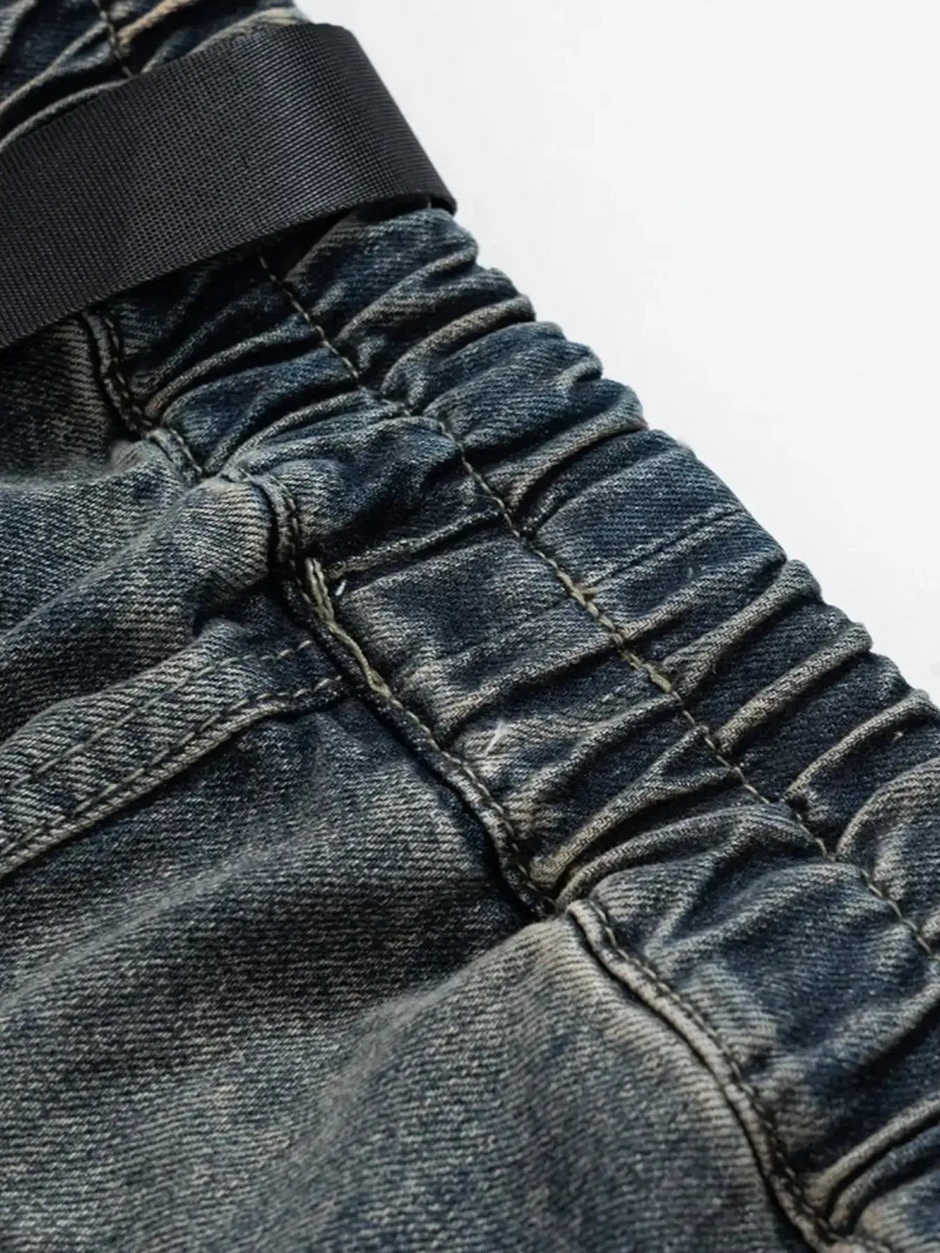 Men's Washed Cargo Jeans with Drawstring Waist - Farnelli