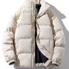 Men's Plus Size Zip Up Stand Collar Puffer Jacket - Ivory
