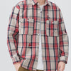 Men's Plus Size Plaid Button Up Long Sleeve Shirt - Red Grid