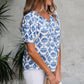 Grace Geometric Tassel Drawstring V Neck Blouse - Farnelli