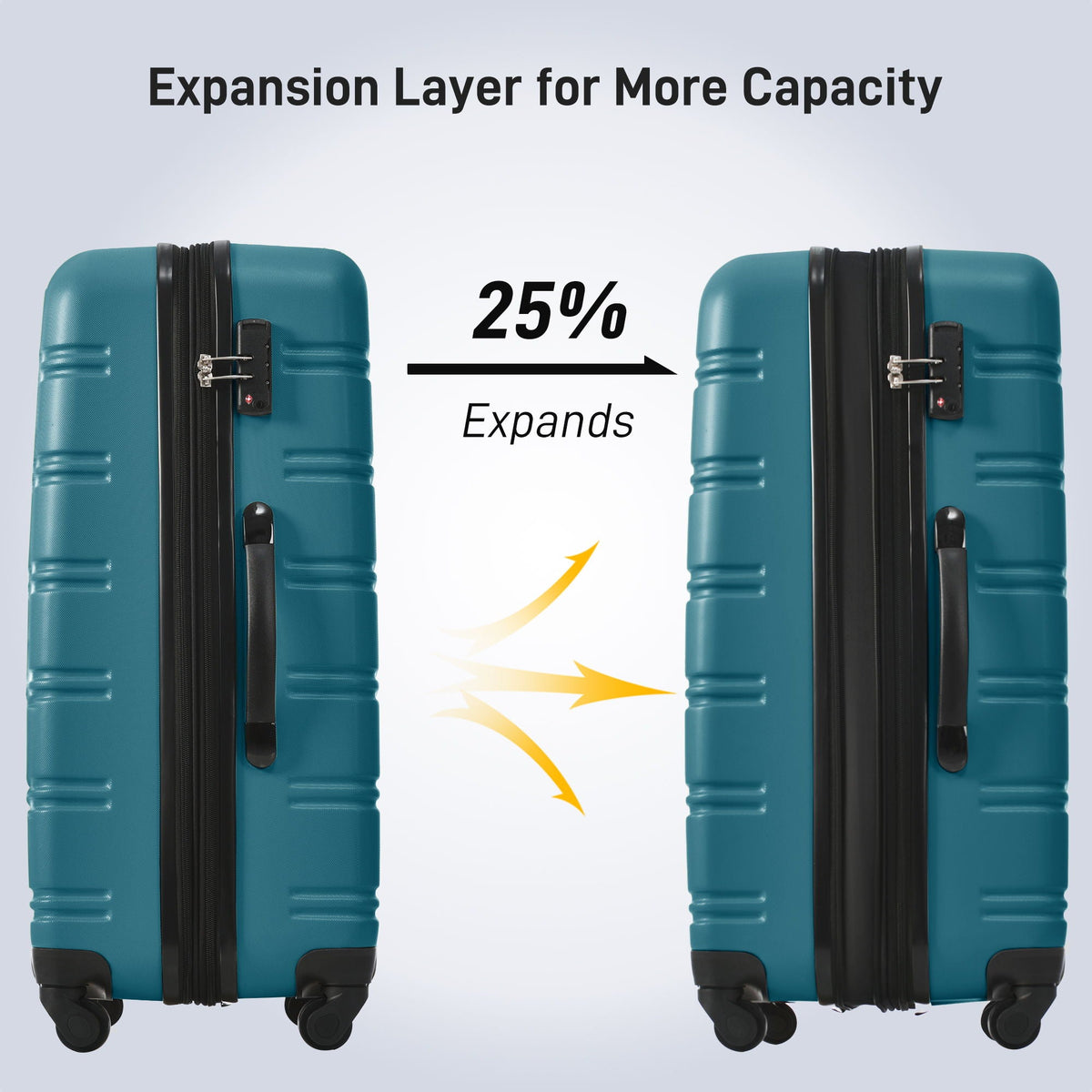 HouseOfZazla 4-piece hardshell luggage set with TSA locks and spinner wheels in multiple colors