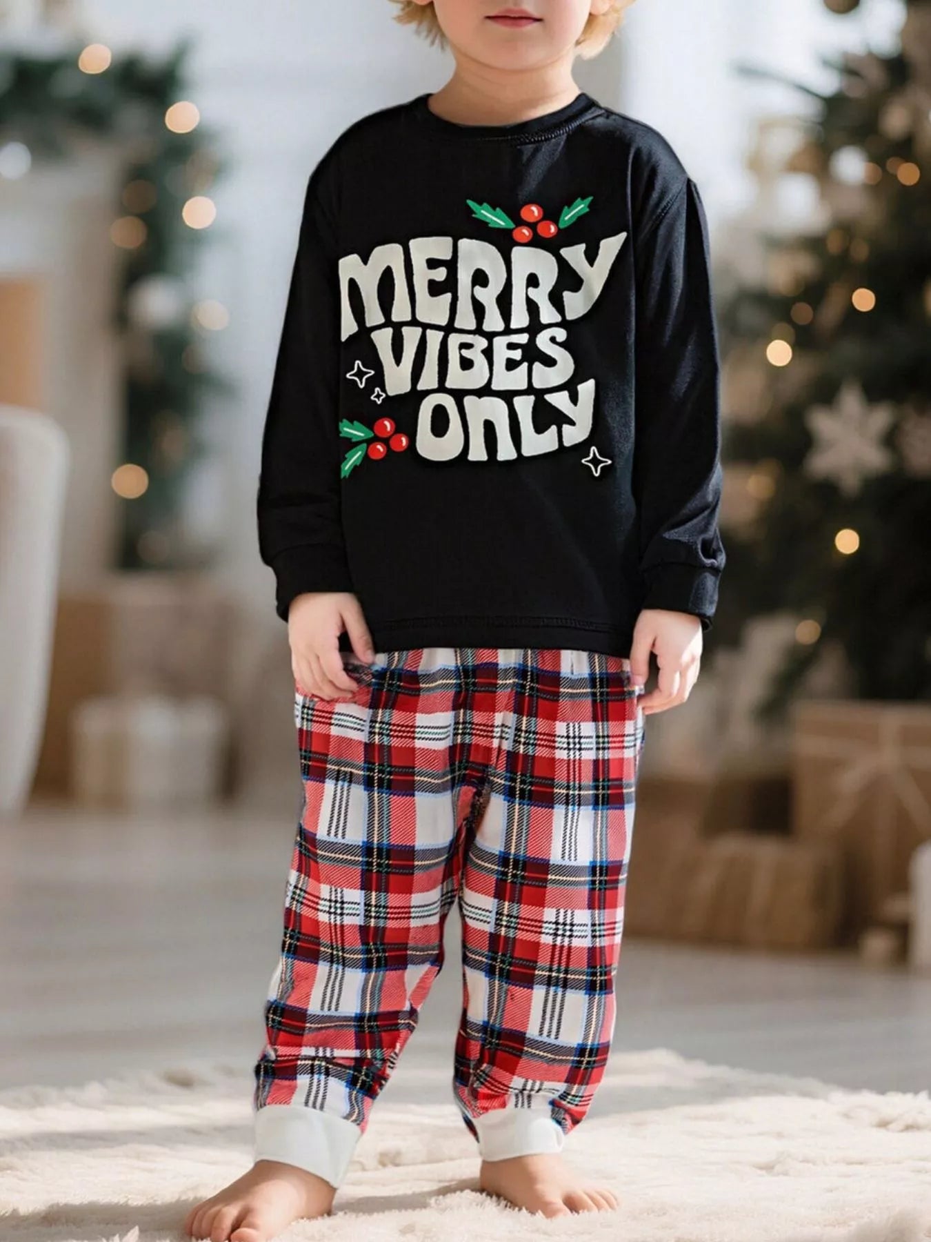 Children's Merry Vibes Only Christmas Pajama Set - Farnelli