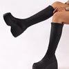 Round Toe Platform Boots - Black