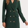 Double-Breasted Long Sleeve Blazer Dress - Dark Green