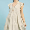 Umgee Linen Tiered Baby Doll Dress - OATMEAL