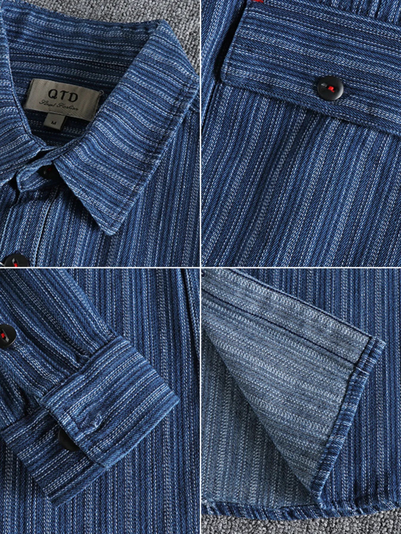 Men's Striped Button Down Denim Shirt - Farnelli