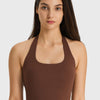 Millennia Breathable Halter Neck Sports Bra - Brown