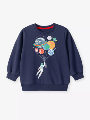 Children's Astronaut Planet Graphic Crew Neck Sweatshirt - Farnelli