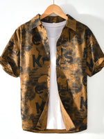 Men's Printed Button Up Short Sleeve Shirt - Farnelli
