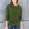 Basic Bae Full Size Round Neck Batwing Sleeve Top - Army Green