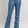 Judy Blue Full Size High Waist Tummy Control Faux Leather Bootcut Pants Plus Size - BLUE