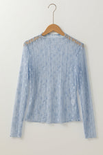 Adalynn Sheer Floral Lace Long Sleeve Top - Farnelli