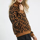 Umgee Leopard Print Quarter-Zip Sweatshirt - Farnelli