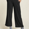 Davi & Dani Wide Leg Mid-Rise Pants - Black