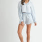 MABLE Long Sleeve Scallop Blouse and Shorts Set - Farnelli