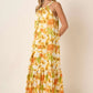 Mittoshop Watercolor Print Halter Neck Satin Maxi Dress - Farnelli