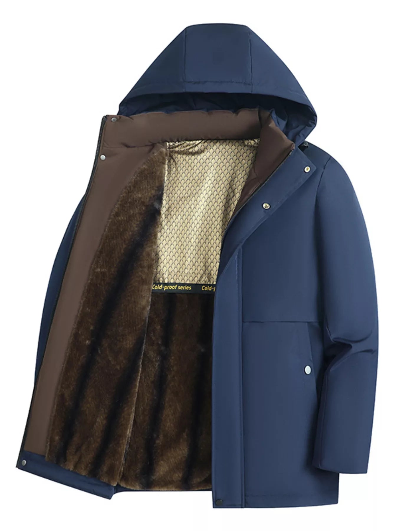 Men's Plus Size Fleece Lined Hooded Winter Coat - Farnelli