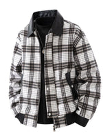 Men's Plus Size Plaid Pattern Snap Down Casual Jacket - Farnelli
