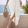 Asymmetric Tassel Wrap Skirt - White