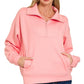 Zenana Scuba Half Zip Sweatshirt with Pockets - Farnelli