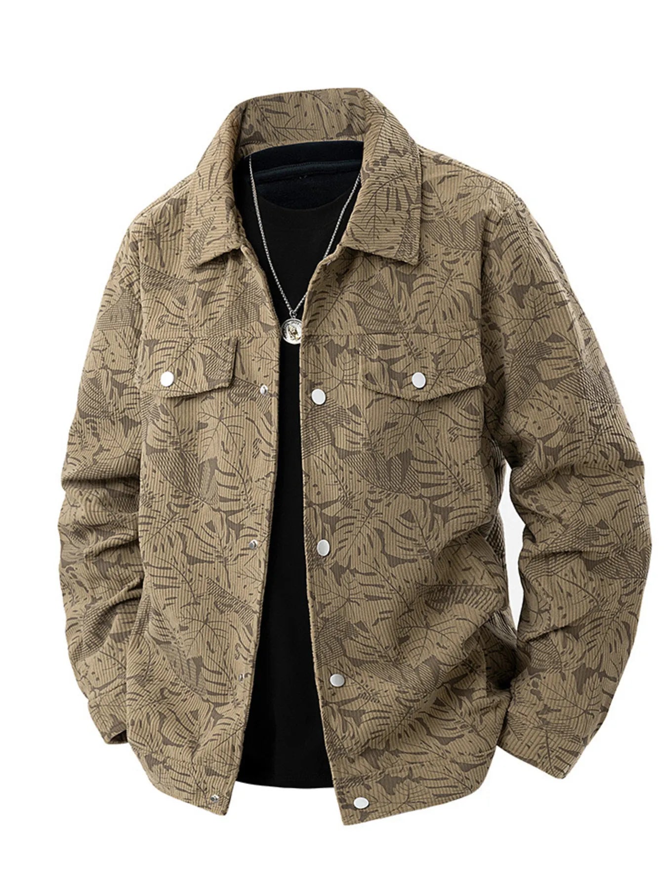 Men's Plus Size Corduroy Snap Down Casual Jacket - Farnelli