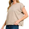 Zenana Scuba Short Sleeve Sweatshirts - ASH MOCHA