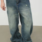 Men's Distressed Detail Wide Leg Jeans - Farnelli