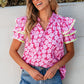 Capri Floral Ric Rac Ruffle Sleeve Blouse - Farnelli