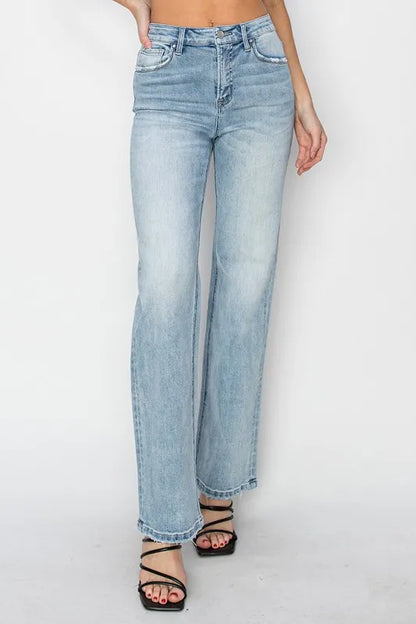 RISEN Full Size High Rise Straight Jeans Plus Size - Farnelli