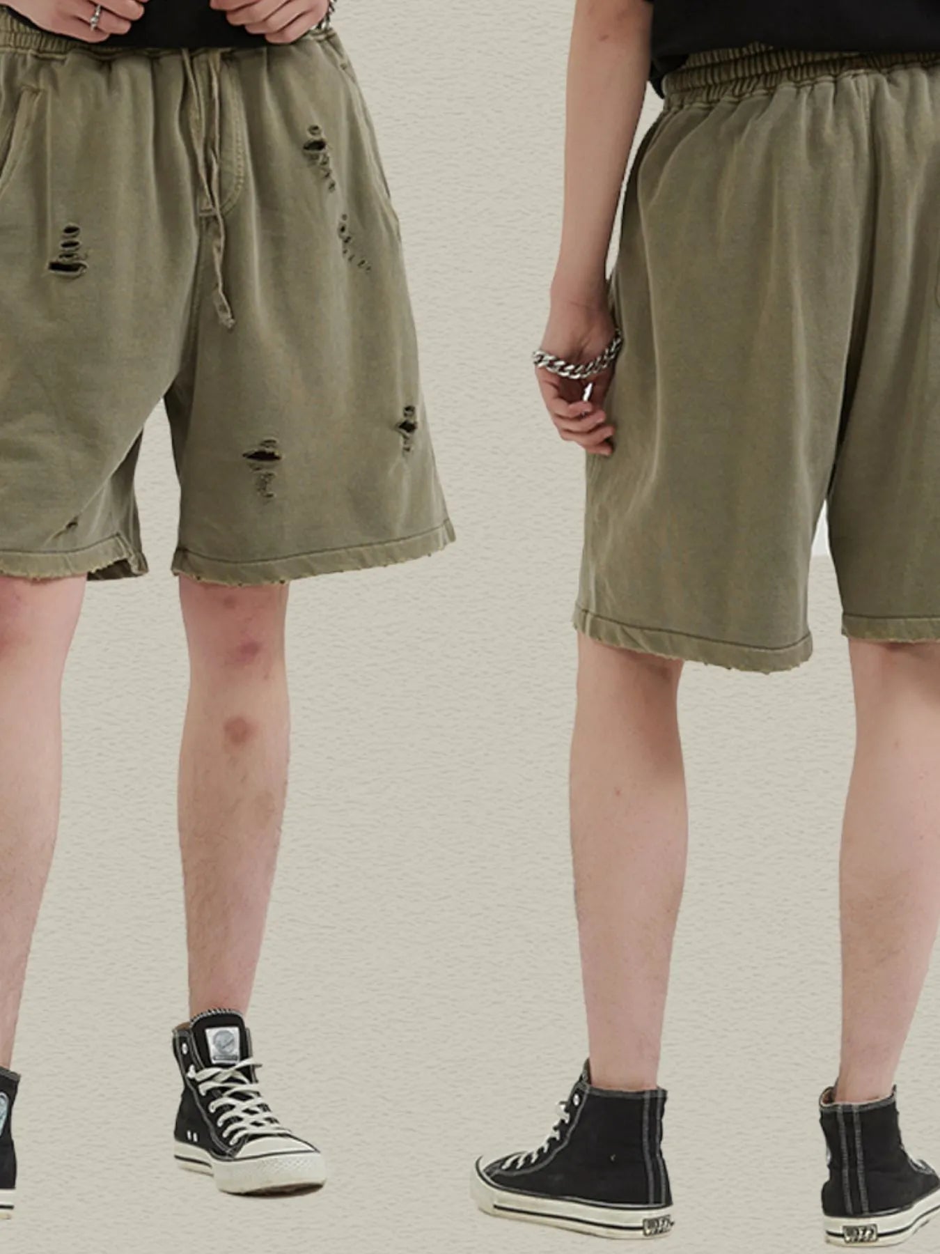 Men's Distressed Drawstring Shorts - Farnelli