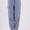 VERY J Washed Woven Crinkle Gauze Drawstring Cargo Pants - Denim