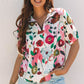 Adele Floral Slit V Neck Blouse - Farnelli