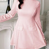 Cutout Back Long Sleeve Mini Dress - Pink