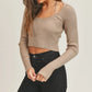 MABLE Long Sleeve Crop Sweater Top and Inner Bra Set - Farnelli