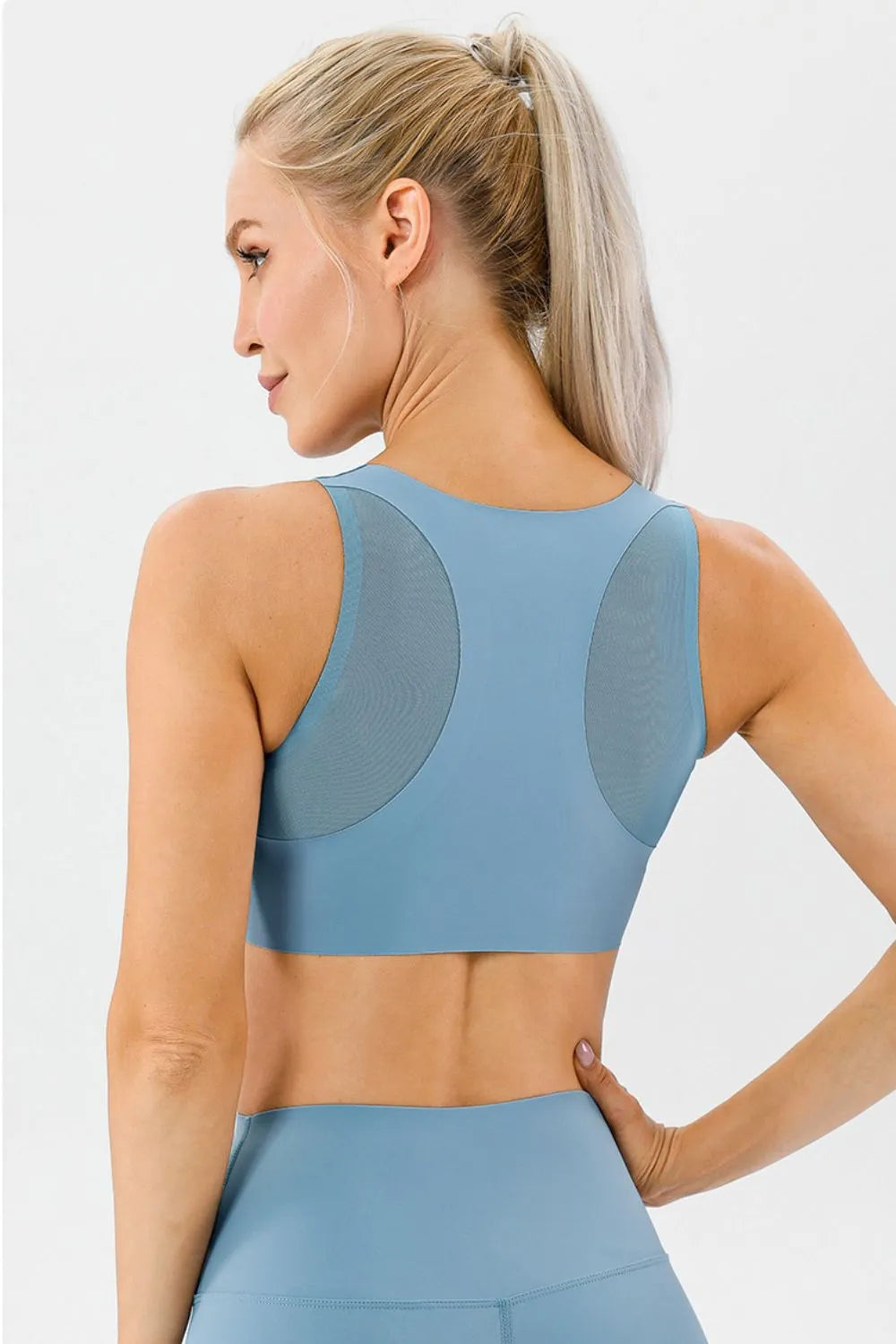Round Neck Wide Strap Active Bra - Farnelli