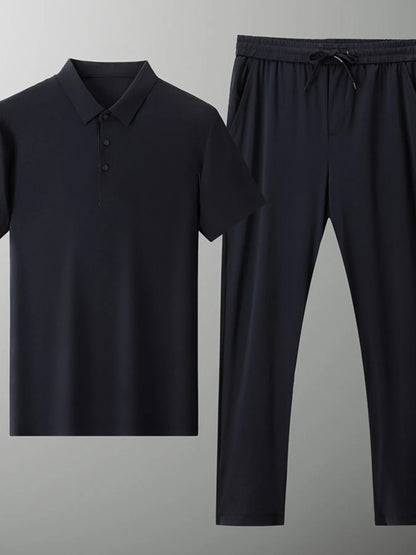 Men's Full Size Button Detail Short Sleeve Polo Plus Size - Farnelli