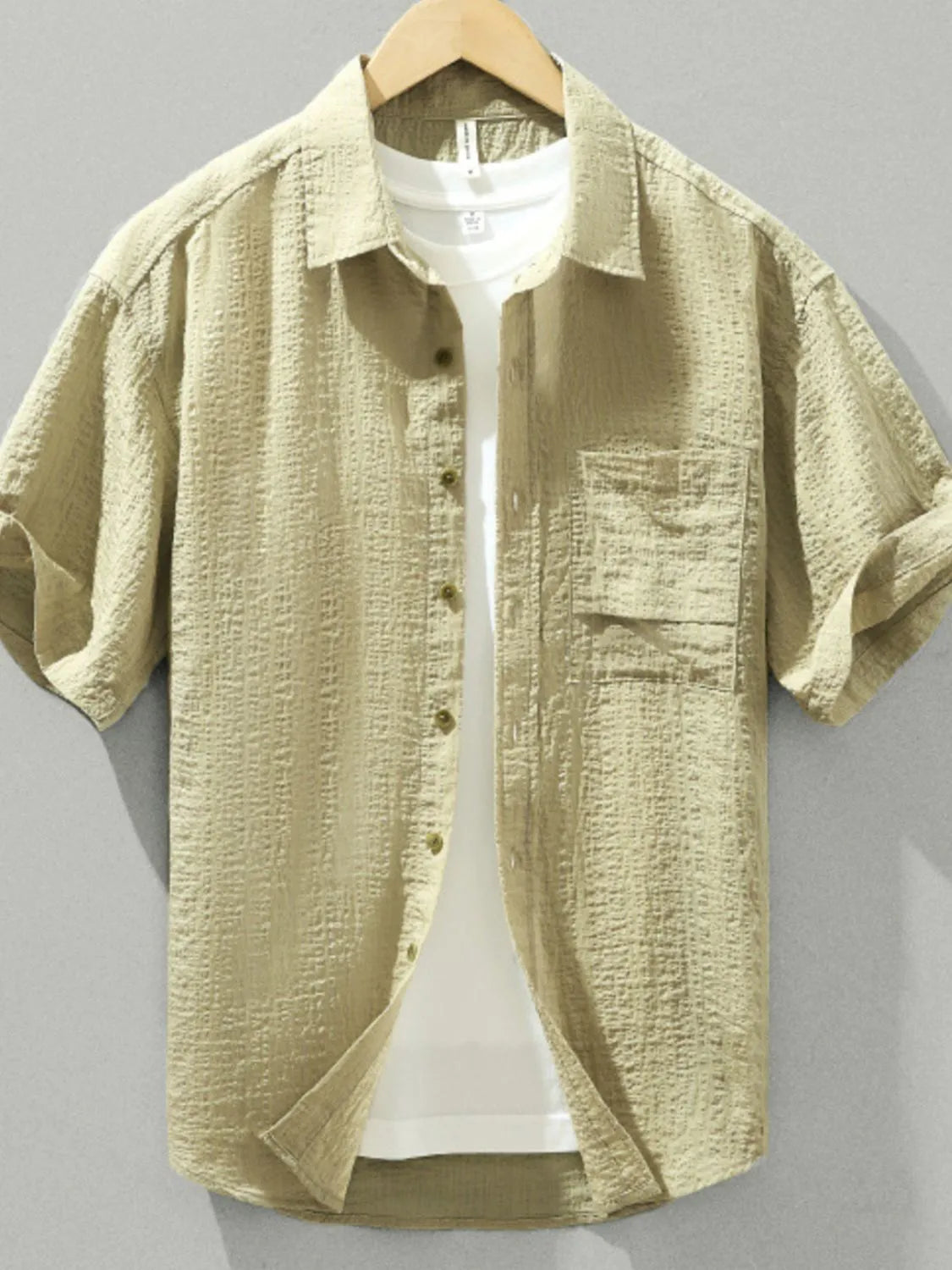 Men's Plus Size Textured Short Sleeve Casual Shirt - Farnelli