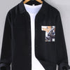 Men's Plus Size Button Up Long Sleeve Shirt - Black