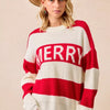 BiBi Christmas Merry Lettering Sweater - IVORY/RED