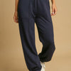 Umgee Drawstring Jogger Pants with Front Seam Detail - MIDNIGHT
