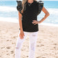 Macy Leather Ruffle Sleeve Blouse - Farnelli