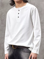 Men's Plus Size Casual Henley Long Sleeve T-Shirt - Farnelli